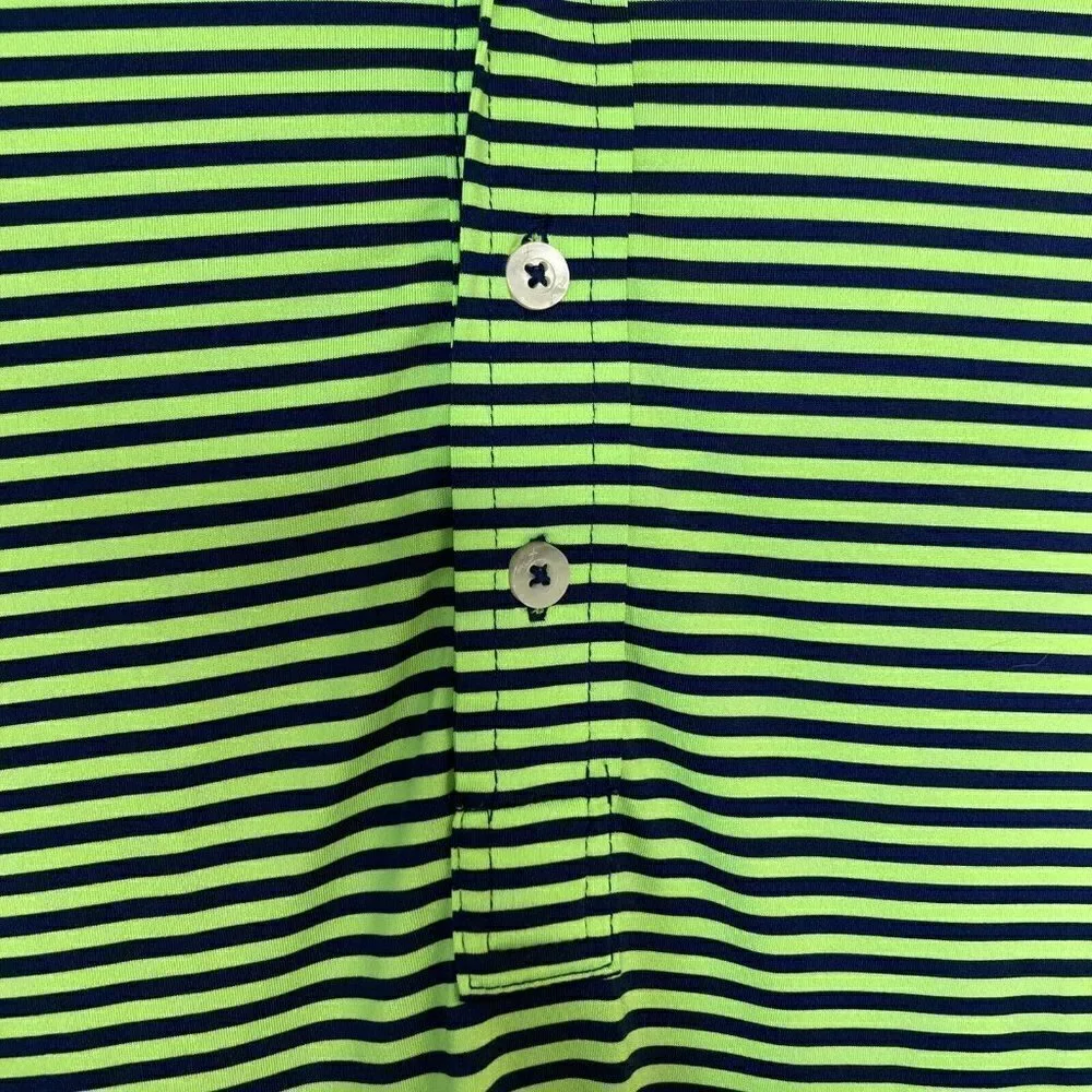 Ralph Lauren RLX Polo Shirt Mens XL Green Blue Stripe Golf Performance Top